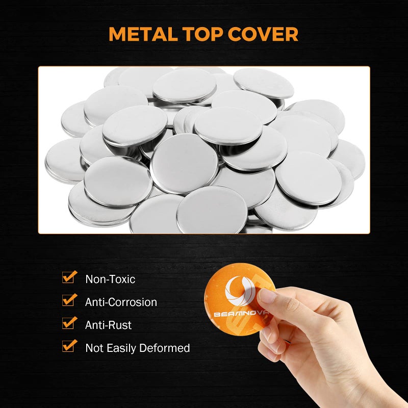 BEAMNOVA 1000 Sets of Round Button Parts Supplies 25mm / 0.98 in (Approx. 1 inch) for Button Maker Machine DIY Pin Maker, Every Set Includes Tinplate Top, Plastic Clip Bottom & Plastic Film - Image 3